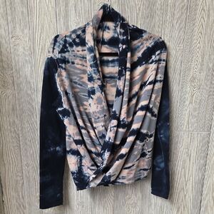 Young Fabulous & Broke Tie Dye Faux Wrap Sweatshirt Womens Size Small